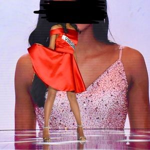 red off shoulder cocktail dress